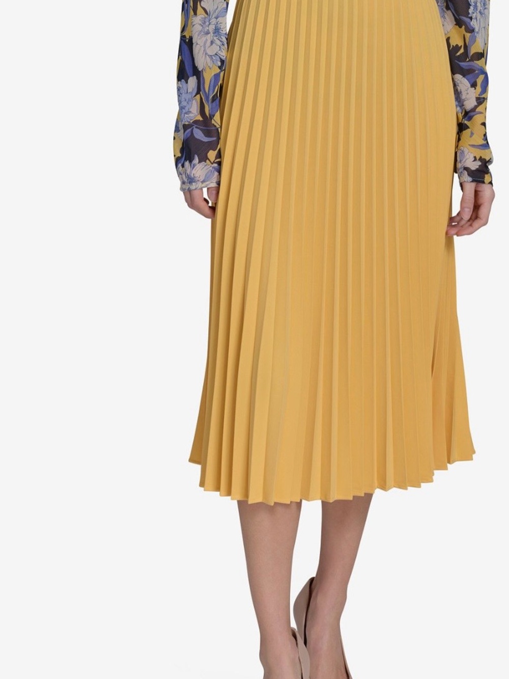 Tommy Hilfiger Mustard Pleated Midi Skirt
